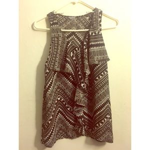 Black and white patterned blouse